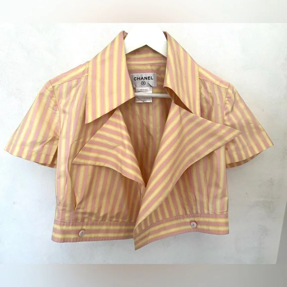 CHANEL Pink and Yellow Striped Jacket - Picture 2 of 13